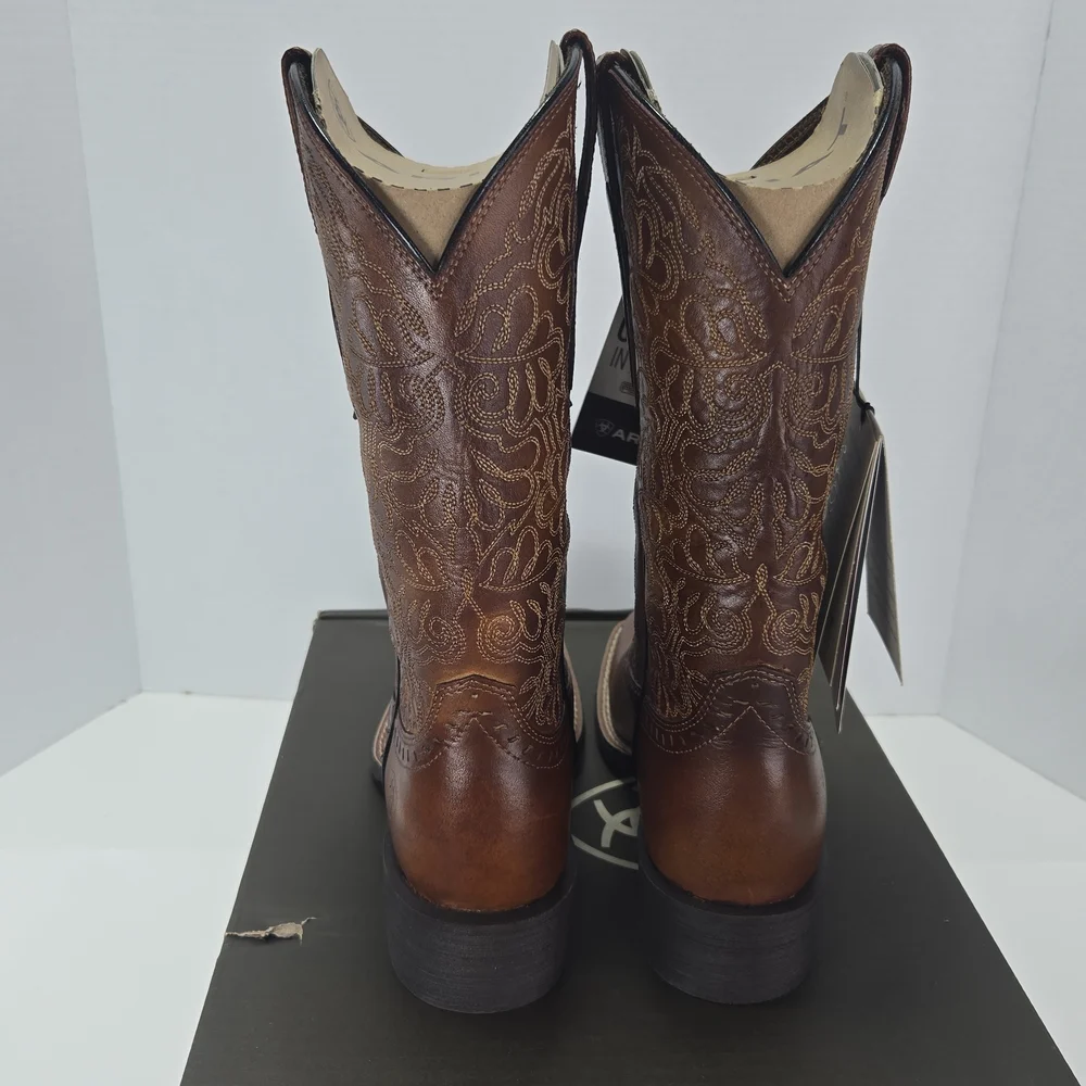 Ariat Women’s Round Up Remuda Brown Leather Cowboy Boots Women's 5.5 or 4 Youth - Picture 4 of 16